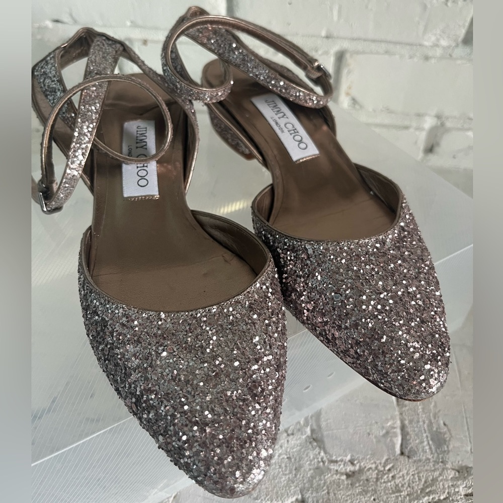 Jimmy Choo Glitter Micky Ankle Strap Sandals